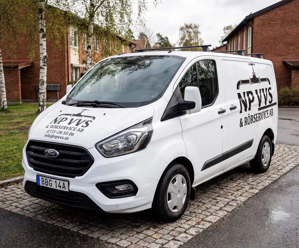 NP VVS & Rörservice servicebil i bostadsområde